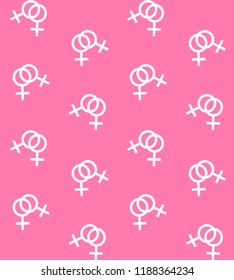 white lesbian symbol seamless pattern isolated on pink background