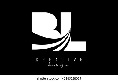 White letter BL b l logo with leading lines and road concept design. Letters with geometric design. Vector Illustration with letter and creative cuts and lines.