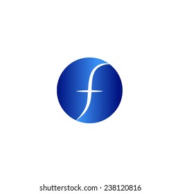 White letter F on a gradient blue circle