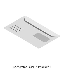 White letter icon. Isometric of white letter vector icon for web design isolated on white background
