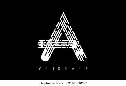 El concepto del logotipo de la carta blanca. Plantilla de diseño de emblema monocromo monocromático creativo con líneas y patrón de impresión de dedos. 