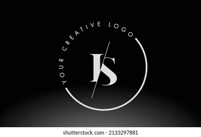 White IS Letter Logo Design with Creative Intersected and Cutted Serif Font.