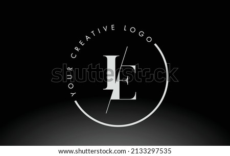 White IE Letter Logo Design with Creative Intersected and Cutted Serif Font.