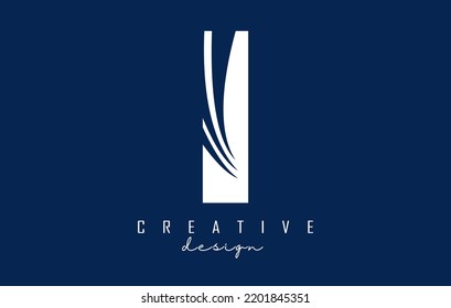 Logo de la letra blanca I con líneas principales y diseño de espacio negativo. Carta con diseño de cortes geométricos y creativos. Ilustración vectorial con letra.