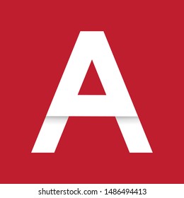 White letter A logo on red background.
