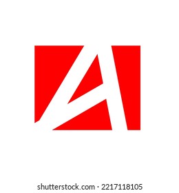 white letter logo in red square
