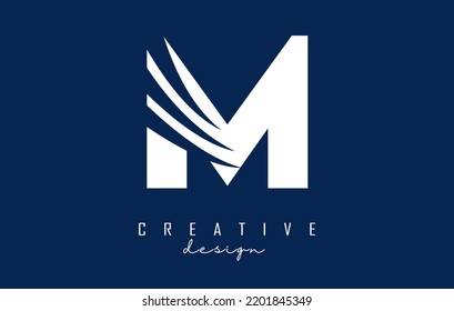 Das M-Logo mit weißem Buchstaben und negativem Raumdesign. Buchstabe mit geometrischem und kreativem Schnittdesign. Vektorgrafik mit Brief.