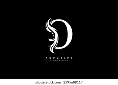 white letter O logo design with graceful and elegant flower, leaf, feather ornaments. monogram O. typography O. logo O initial. Suitable for, business, wedding, boutique, company, hotel, beauty etc.