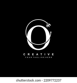 white letter O logo template with floral ornaments and circular lines. elegant and luxurious letter O logo design. beautiful letter O logo vector. O icon