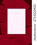 White letter on a background of red envelopes. Template for Valentine