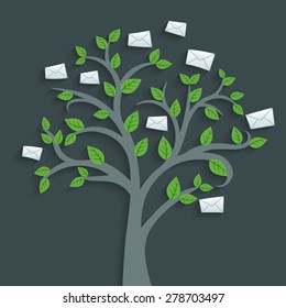 White letter on tree