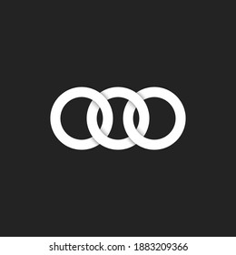 Logo de ooo letra blanca sobre fondo gris. Ilustración vectorial.