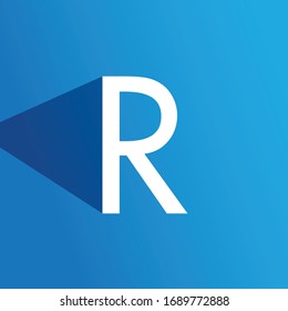White Letter R on Blue Background