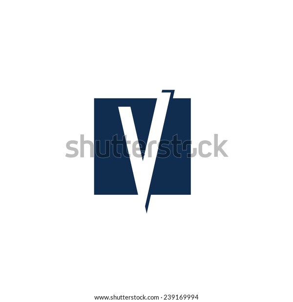 White Letter V Blue Square Behind Stock Vector Royalty Free
