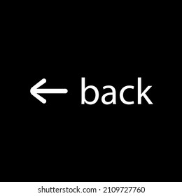 white lettering back with an arrow on a black background