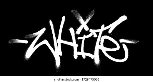 White lettering in the form of a graffiti tag. Vector illustration on a black background.