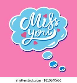 White Lettering Miss You Blue Cloud Stock Vector (Royalty Free ...