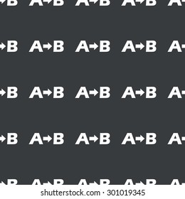 White letters A, B and arrow repeated on black background