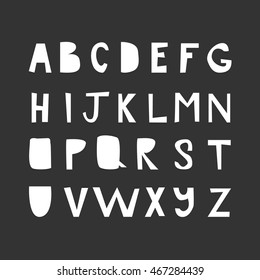 White letters isolated on black background. Vector font.