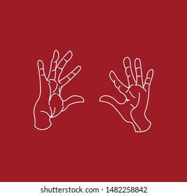 white ley stroke logo graphic art design isolated on burgundy. hand shake concept, symbol - Vector