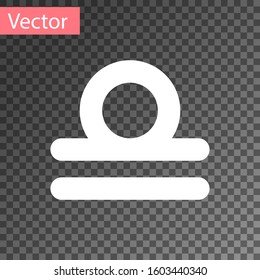 White Libra zodiac sign icon isolated on transparent background. Astrological horoscope collection.  Vector Illustration