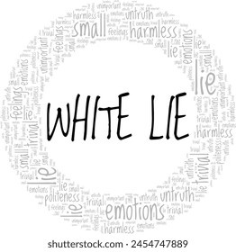 Diseño conceptual de la nube de palabras de White Lie aislado sobre fondo blanco.