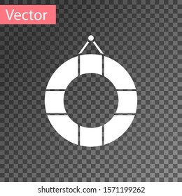 White Lifebuoy icon isolated on transparent background. Lifebelt symbol.  Vector Illustration