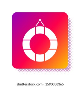 White Lifebuoy icon isolated on white background. Lifebelt symbol. Square color button. Vector Illustration