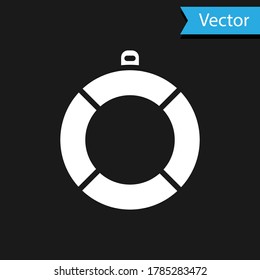 White Lifebuoy icon isolated on black background. Lifebelt symbol. Vector