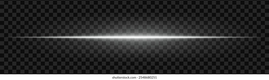 Haz de luz blanca con un brillo luminoso y elegante sobre un fondo oscuro. Una veta Horizontal perfecta para diseños futuristas, transiciones de ciencia ficción o efectos de neón dinámicos. Efecto de luz de energía vibrante.