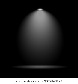 white light beam spotlight on black background for theater stage and studio scene decoration. vector illustration