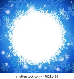 White And Light Blue Christmas background with snowflakes in different sizes. Illustration EPS10 .