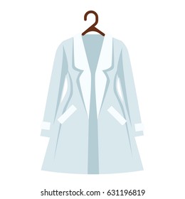 White and light blue color coat of women s wardrobe isolated apparel item.