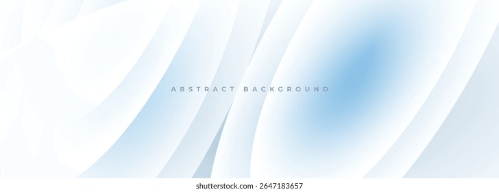 Weiß und hellblau moderne abstrakte breite Banner mit Kreisen und geometrischen Kurvenformen. Vektorgrafik-Hintergrund