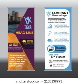 white and light blue Rollup banner, brochure flyer banner design template vector, abstract background, modern x-banner,