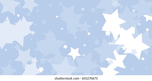 White and light blue stars scattered on a light blue background.Vector image star confetti splash isolated on light blue background. Pastel pattern with small stars. Modern Creative Pattern, EPS10. 