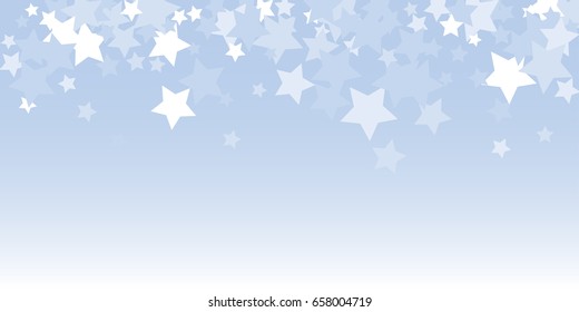 White And Light Blue Stars Scattered On A Light Blue Background.Vector Image Star Confetti Splash Isolated On Light Blue Background. Pastel Pattern With Small Stars. Modern Creative Pattern, EPS10. 
