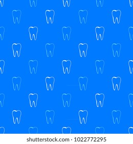white and light blue teeth on blue background. vector dental seamless pattern