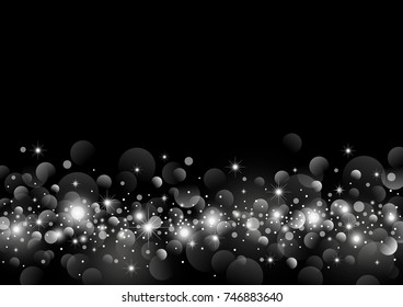 White light bokeh on black background design vector illustration