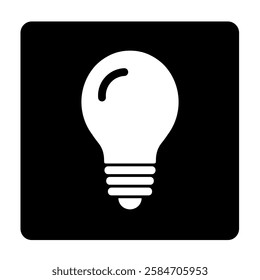 white light bulb icon on black background