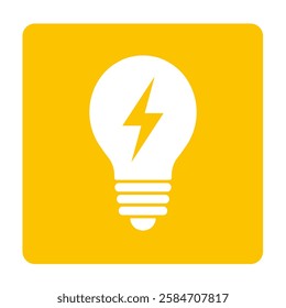 white light bulb icon on yellow background