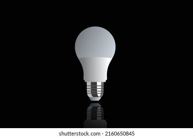 White light bulb on black background. 3d illustration design. Realistic light bulb vector logo design.