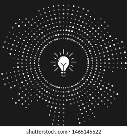 White Light bulb with rays shine and concept of idea icon isolated on grey background. Energy and idea symbol. Inspiration concept. Abstract circle random dots. Vector Illustration