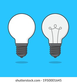 White light bulb Vector Icon Illustration. Incandescent Or Fluorescent Energy Saving Light Bulb
