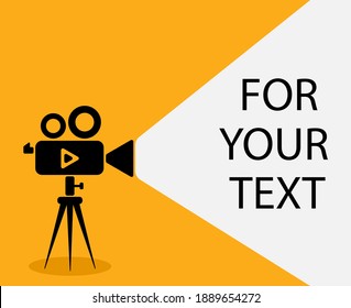 White light from the camera on a tripod. Place for text, banner, poster. Flat style