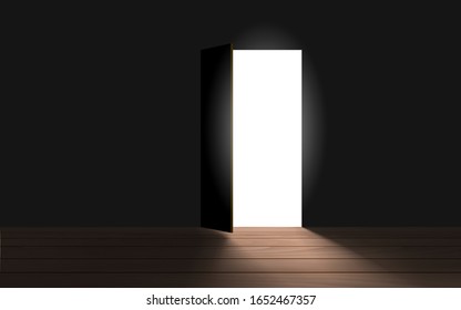 white light from the door in the dark room