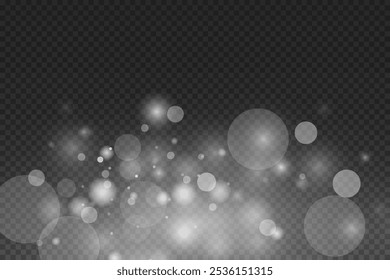 White light dust and bokeh, lighting effect. On a transparent background.