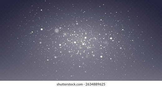 White light effect bokeh and sparkles of light and dust. On a transparent background.