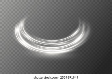 White light effect of lines and swirl. On a transparent background.