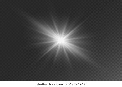 White light effect, magic star flash. On a transparent background.